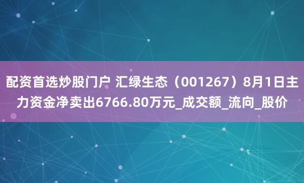 配资首选炒股门户 汇绿生态（001267）8月1日主力资金净卖出6766.80万元_成交额_流向_股价